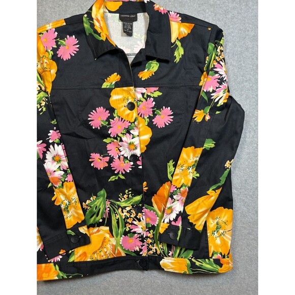 Morgan Cole Women’s Floral Button Up Jacket Black‎ With Floral AOP Size Medium - Picture 6 of 11